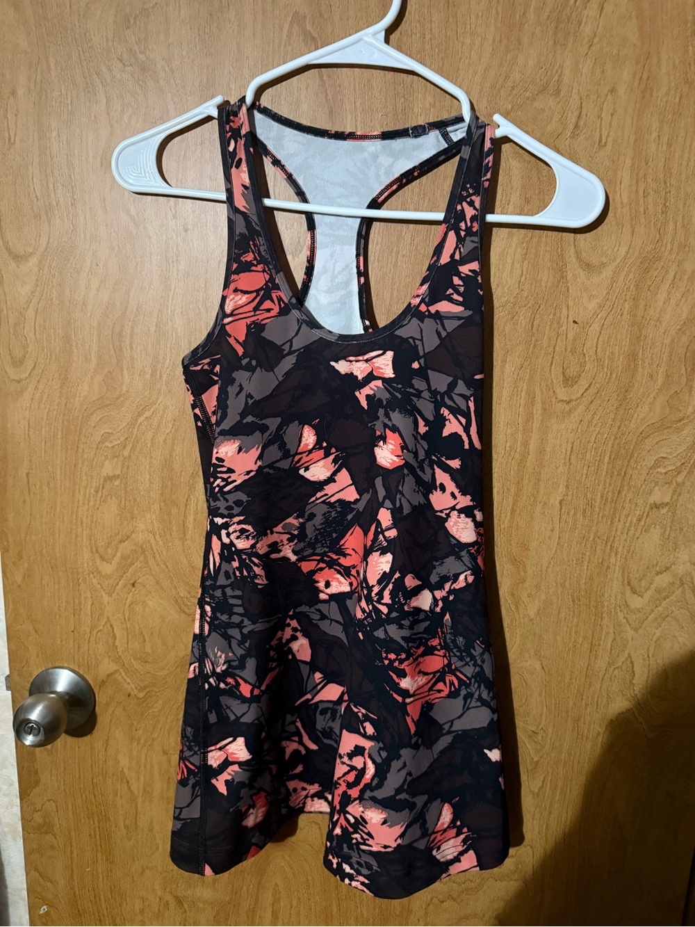 lululemon athletica Black and Coral Patterned Racerback Tank